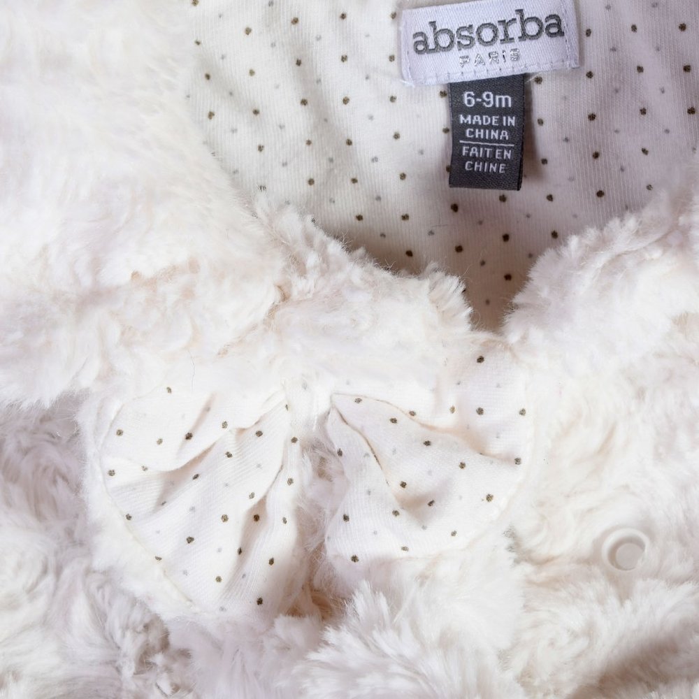 (Set) Absorba Paris 6-9 month girls white faux fur jacket and hat - Picture 7 of 8